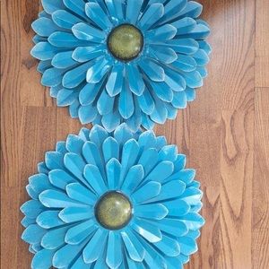Two Blue Flower Wall Decor